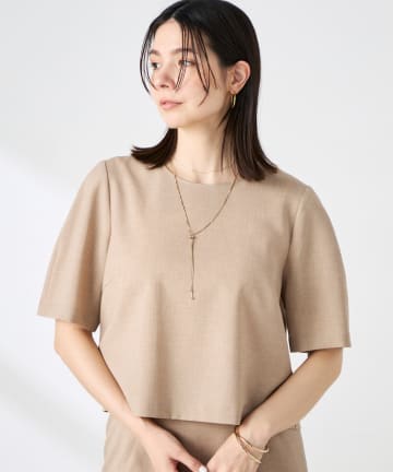 NOLLEY'S(ノーリーズ) 《セットアップ対応》ウォッシャブル麻調5分袖ブラウス