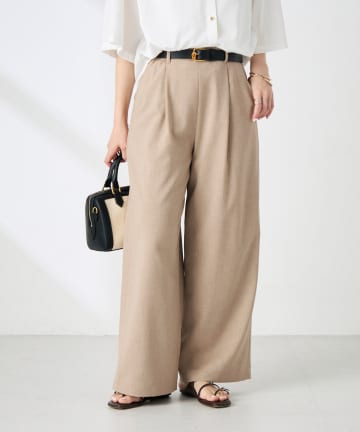 NOLLEY'S(ノーリーズ) 《セットアップ対応》ウォッシャブル麻調ワイドパンツ