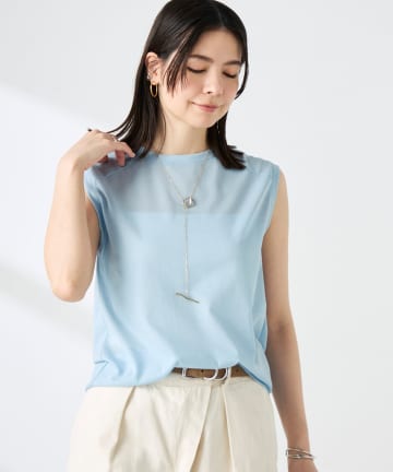 NOLLEY'S(ノーリーズ) ウォッシャブルシアードライコットンノースリーブプルオーバー
