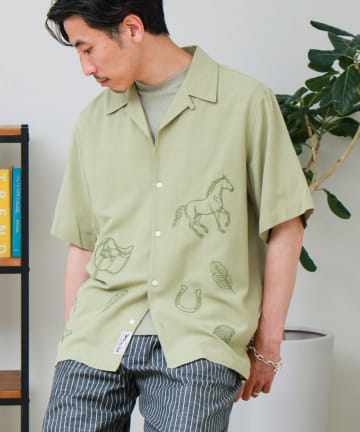 FREDY & GLOSTER(フレディ アンド グロスター) 【GEVACO/ゲバコ】刺繍オープンカラーシャツ