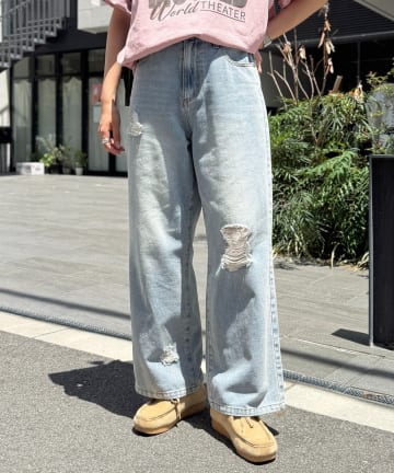 CPCM(シーピーシーエム) ダメージレースデニムパンツ