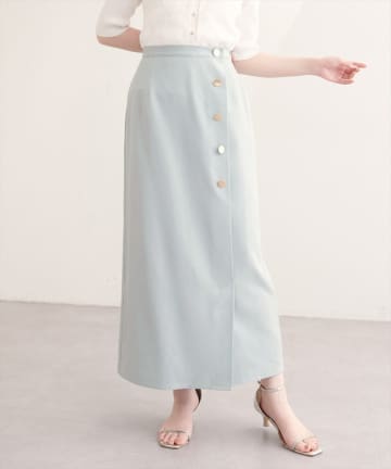 natural couture(ナチュラルクチュール) フロント金釦ナロースカート
