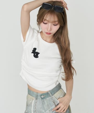 RAY CASSIN(レイカズン) ピグメントチビTシャツ