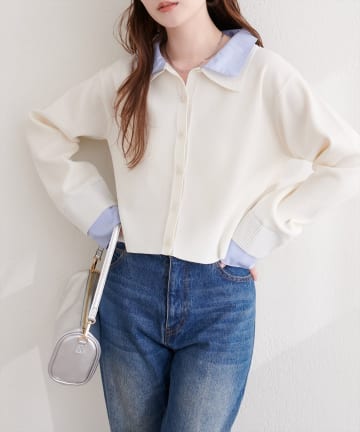 NICE CLAUP / OLIVE des OLIVE OUTLET(ナイスクラップ  / オリーブ デ オリーブ アウトレット) 【natural couture】ニット衿レイヤードカーデ