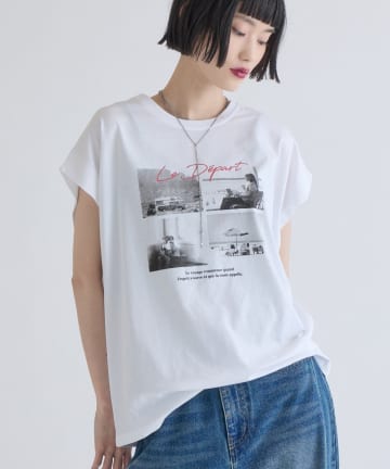 Lui's(ルイス) シルケットフォトフレンチスリーブT