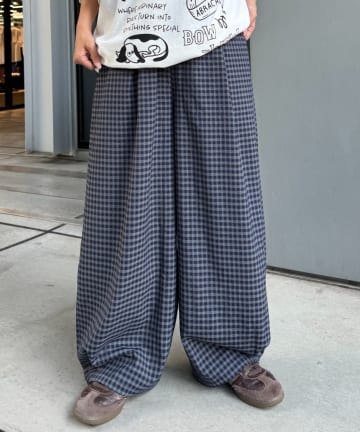 CIAOPANIC TYPY(チャオパニックティピー) 【UNISEX】チェックカーブイージーパンツ