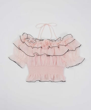 Belle Charme(ベルシャルム) Rose Corsage Frill Blouse