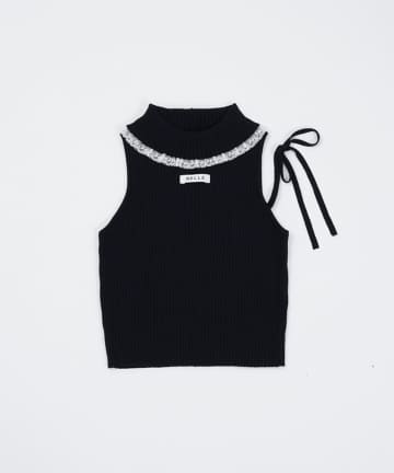 Belle Charme(ベルシャルム) Lace Rib Knit Tank Top