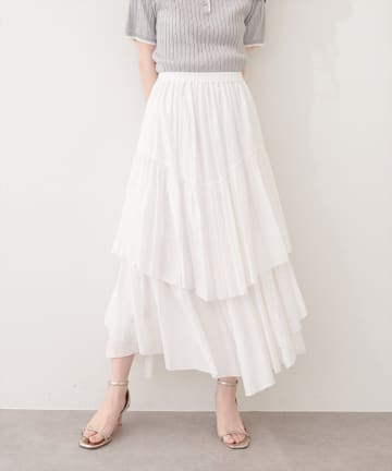 natural couture(ナチュラルクチュール) アシメヘム微光沢スカート