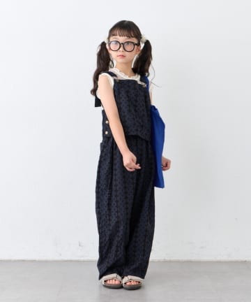 CIAOPANIC TYPY(チャオパニックティピー) 【KIDS】サロペット風スカラップレースセットアップ