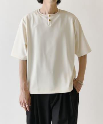 Lui's(ルイス) ジョーゼットヘンリーネックTシャツ