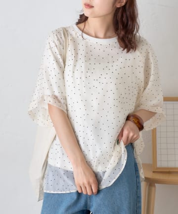CIAOPANIC TYPY(チャオパニックティピー) 【WEB限定】ドットオーガンジードッキングTシャツ