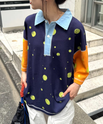 CIAOPANIC TYPY(チャオパニックティピー) 【SOUNDS GOOOOD】ランダムドット柄配色ワッフルポロ