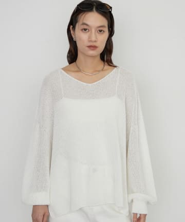 LOUNGEDRESS(ラウンジドレス) 《さらりと上品/華奢見え》【JAPAN MADE】和紙鹿子2WAYニット