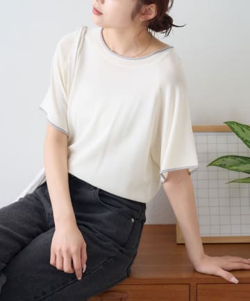 CIAOPANIC TYPY(チャオパニックティピー) 【接触冷感】配色ラグラン半袖ニットTee