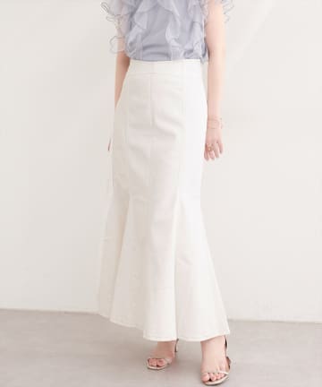 natural couture(ナチュラルクチュール) ハートウエストマーメイドデニムスカート