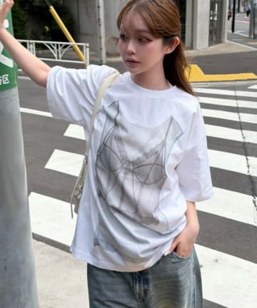 RAY CASSIN(レイカズン) ロゴルーズビッグTシャツ