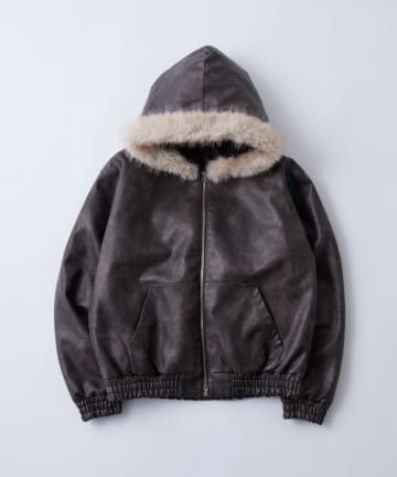 OUTLET(アウトレット) 【WHO'S WHO gallery】レザーファーフードブルゾン