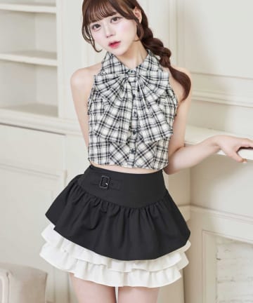 Belle Charme(ベルシャルム) Color Block Tiered Skirt