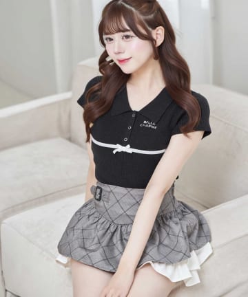 Belle Charme(ベルシャルム) Ribbon Polo Knit