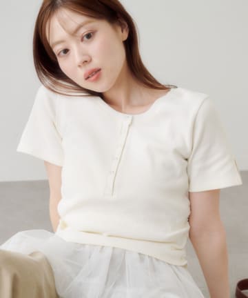 Kastane(カスタネ) 【5.31(日)0:00発売/WEB限定/無地＆ドット＆ボーダー】リブヘンリーTEE