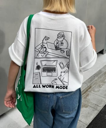 CIAOPANIC TYPY(チャオパニックティピー) OJISAN刺繍バックプリントワッフルTEE