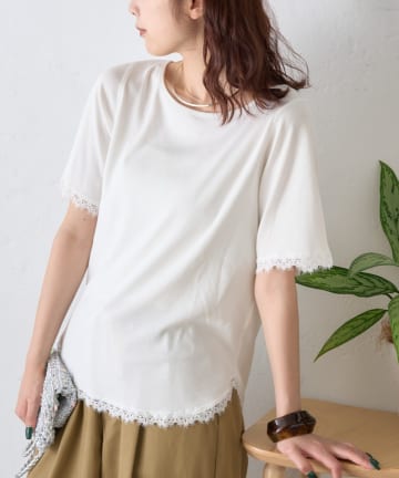 CIAOPANIC TYPY(チャオパニックティピー) 袖裾レースリブTee