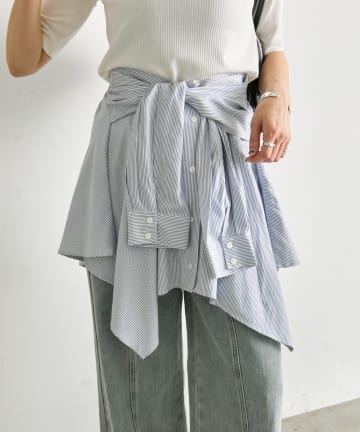 ear PAPILLONNER(イア パピヨネ) 《ビスチェとしてもラップスカートとしても使える》シャツ風レイヤードトップス【SUM1 STYLE(スミスタイル)】