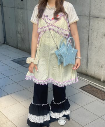 CIAOPANIC TYPY(チャオパニックティピー) 【HELLO.SANFRANCISCO】ドット柄レースキャミチュニック