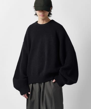 Lui's(ルイス) 【Neucon】畦編みボリュームクロップドクルーネックニット
