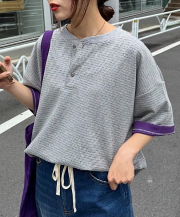 CIAOPANIC TYPY(チャオパニックティピー) ボーダー配色ヘンリーTee