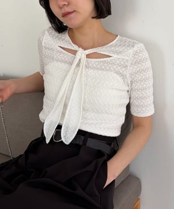 OUTLET(アウトレット) 【CAPRICIEUX LE'MAGE】レースノット5分袖トップス
