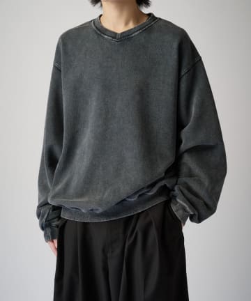 Lui's(ルイス) アシッドウォッシュVネックスウェットプルオーバー