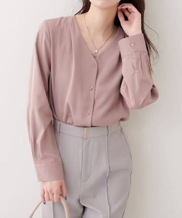 NICE CLAUP / OLIVE des OLIVE OUTLET(ナイスクラップ  / オリーブ デ オリーブ アウトレット) 【natural couture】プチプラバー釦とろみブラウス