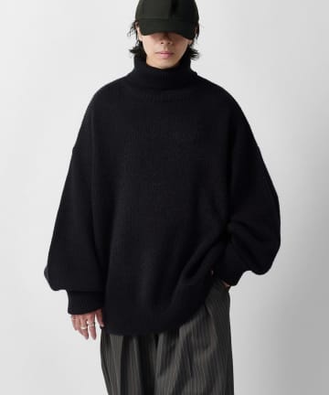 Lui's(ルイス) 【Neucon】畦編みオーバートップルーズタートルネックニット