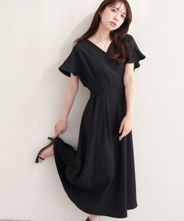 natural couture(ナチュラルクチュール) 【sherbet line】接触冷感カシュクールフリル袖ワンピース