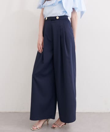 natural couture(ナチュラルクチュール) 〈canami〉金釦タックワイドパンツ