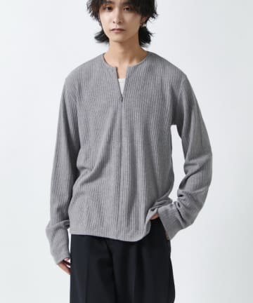 Lui's(ルイス) ハーフジップコンパクトリブニット