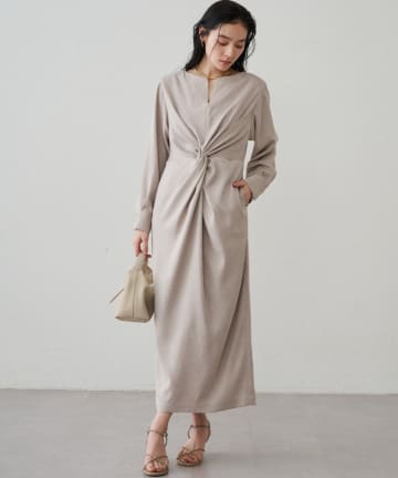 OUTLET(アウトレット) 【Loungedress】ツイストVネックワンピース
