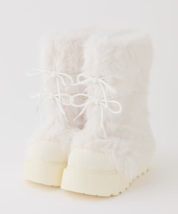 one after another NICE CLAUP(ワンアフターアナザー ナイスクラップ) 【Premium order】リボン付きフェイクファーブーツ
