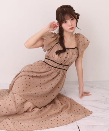 one after another NICE CLAUP(ワンアフターアナザー ナイスクラップ) バックレースアップティアードロングワンピース