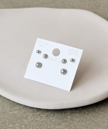 3COINS(スリーコインズ) キラキラピアス6個セット