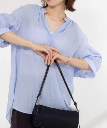 NOLLEY'S(ノーリーズ) 《接触冷感》【BECシリーズ】ウォッシャブル半袖オーバーギャザーブラウス
