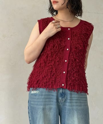 CPCM(シーピーシーエム) シルバーボタンループニットベスト
