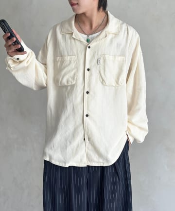 CPCM(シーピーシーエム) リネン混長袖開襟シャツ
