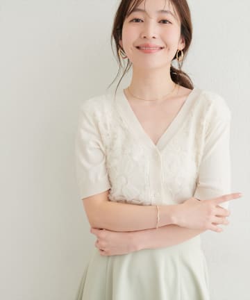 natural couture(ナチュラルクチュール) フラワーチュールニット