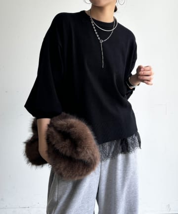 DOUDOU(ドゥドゥ) 【WEB限定】レースキャミ＋ニットセット