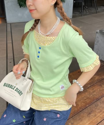 CIAOPANIC TYPY(チャオパニックティピー) 【HELLO.SANFRANCISCO】チェックレイヤードフリルTEE
