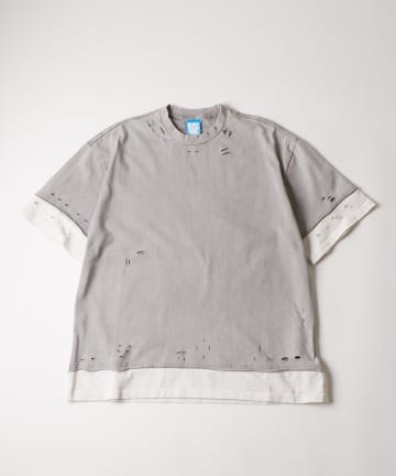 OUTLET(アウトレット) 【WHO'S WHO gallery】ESS YOU レイヤードダメージTEE
