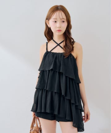 NICE CLAUP / OLIVE des OLIVE OUTLET(ナイスクラップ  / オリーブ デ オリーブ アウトレット) 【continuer】儚げフェミニン”を叶えるティアードキャミチュニック